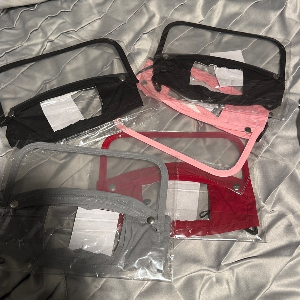 Transparent Window Face Mask Red, Black, Gray, Pink